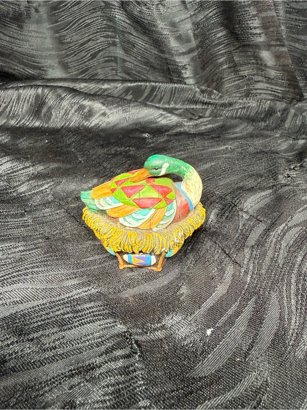 Hand-Painted Colorful Duck Trinket Box - Multicolor